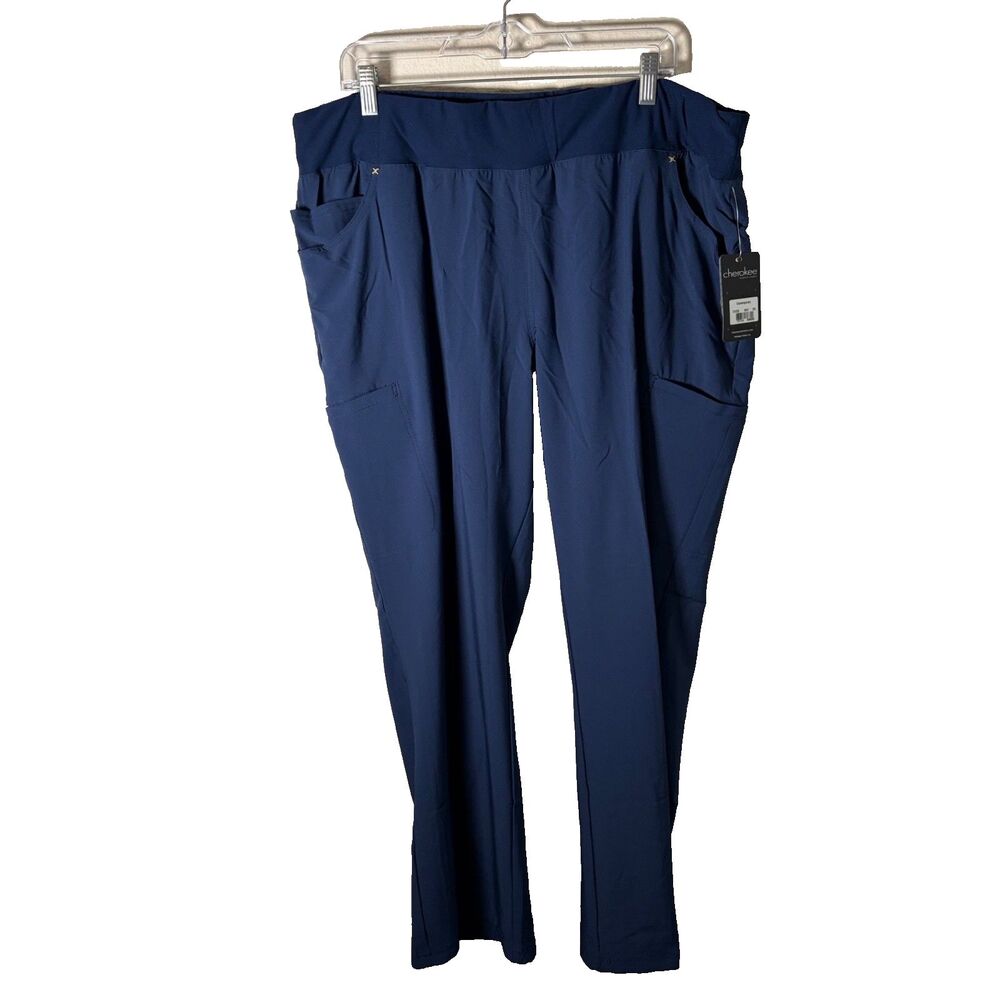 Cherokee Pants Women's 2XL Navy Blue Solid Pull On Pockets Cargo